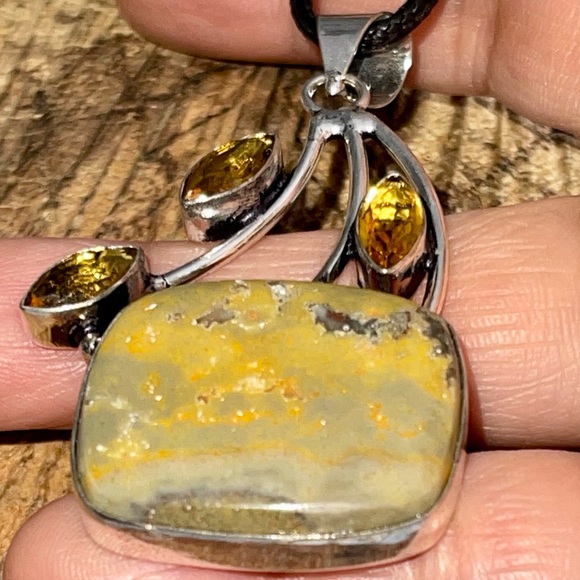Indonesian Bumblebee Jasper Pendant 2 1/4” - Picture 4 of 15